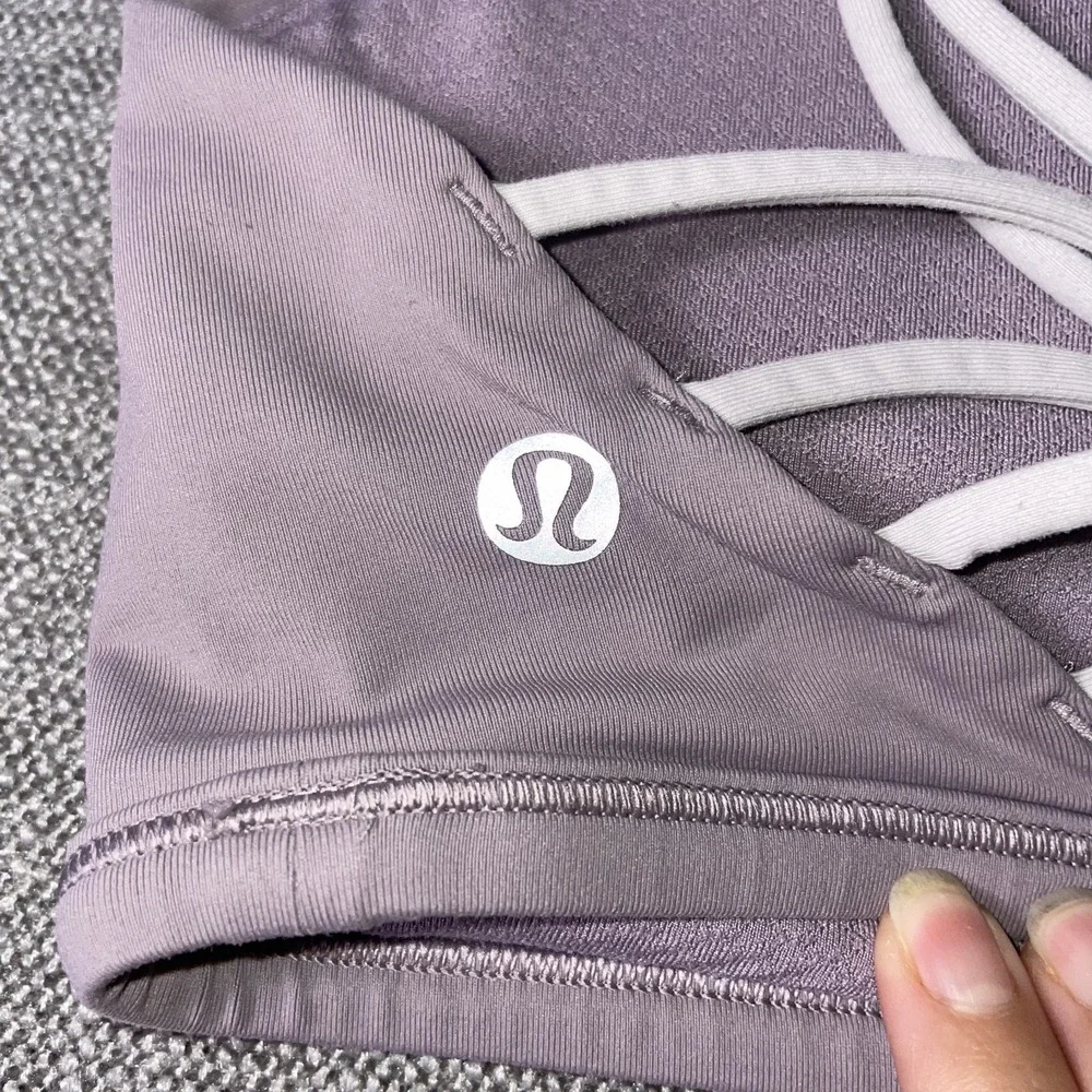 Lululemon Free To Be Sports Bra Womens 8 Purple Ribbed Yoga Crisscross Straps - Picture 4 of 8